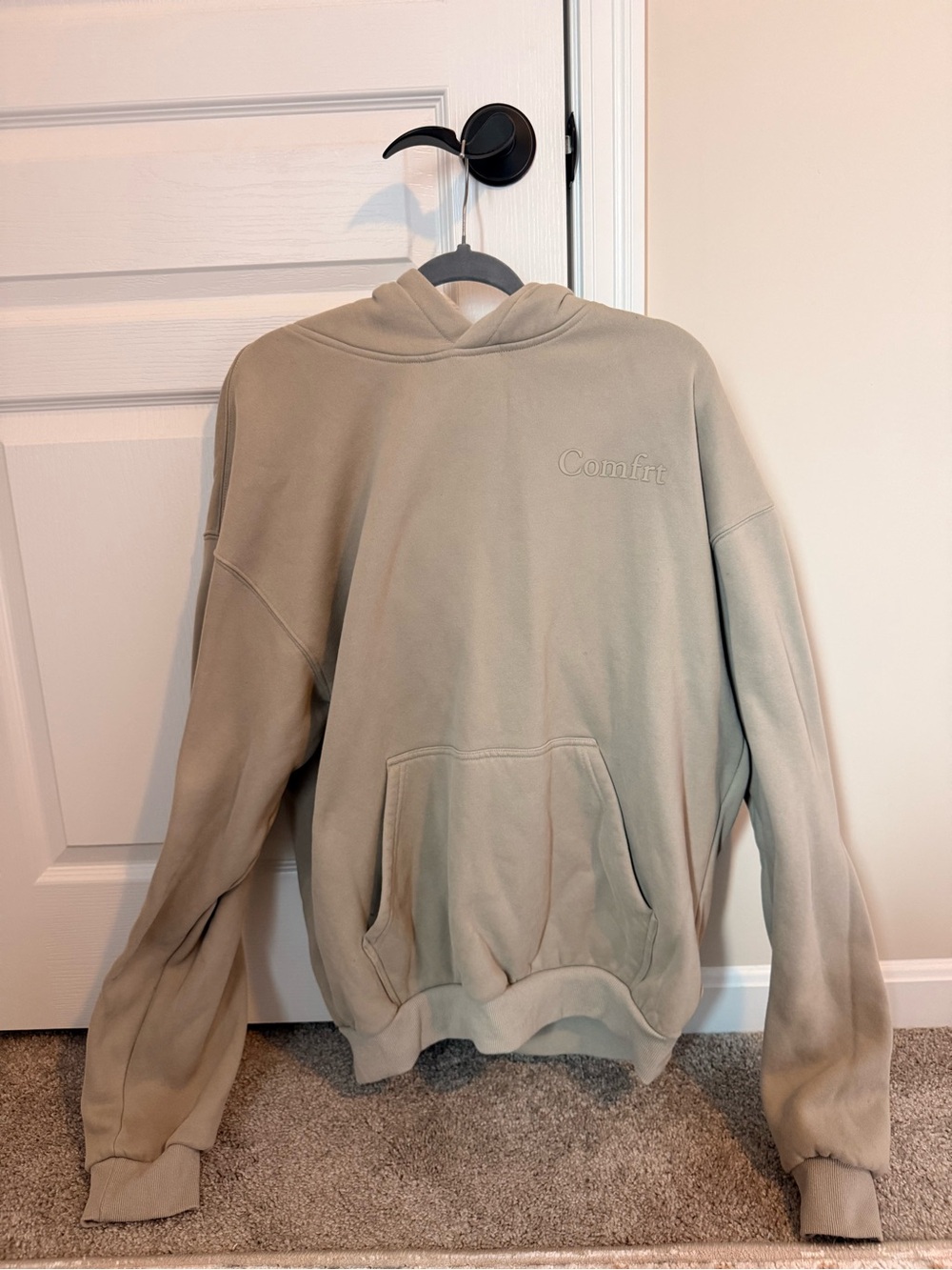 Comfort Embroidered Oversized Hoodie - Taupe